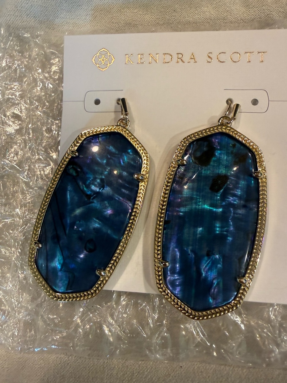 Kendra Scott Iridescent Blue Statement Drop Earrings